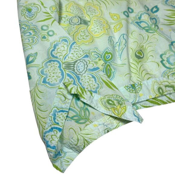 VTG Victoria’s Secret Boho Floral Top Sz.M Green Fine Cotton Peasant Coastal - Picture 11 of 14